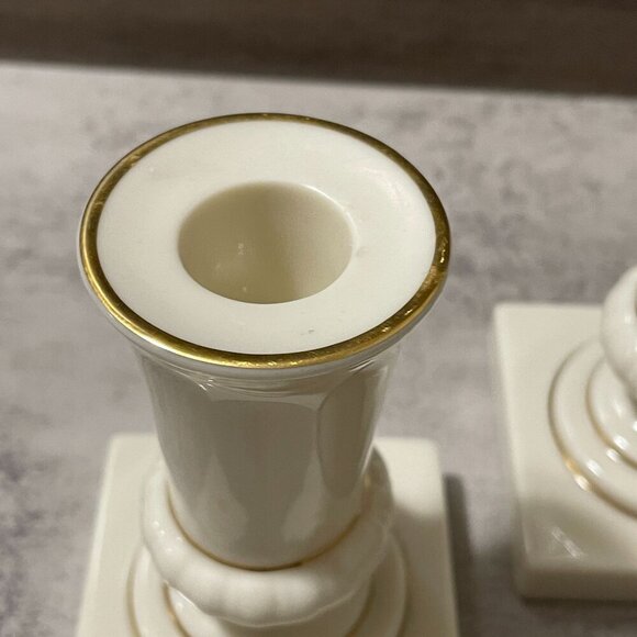 Lenox Set of Two Neoclassical Style 4" Footed Single Taper Candlestick Holders - Picture 3 of 6